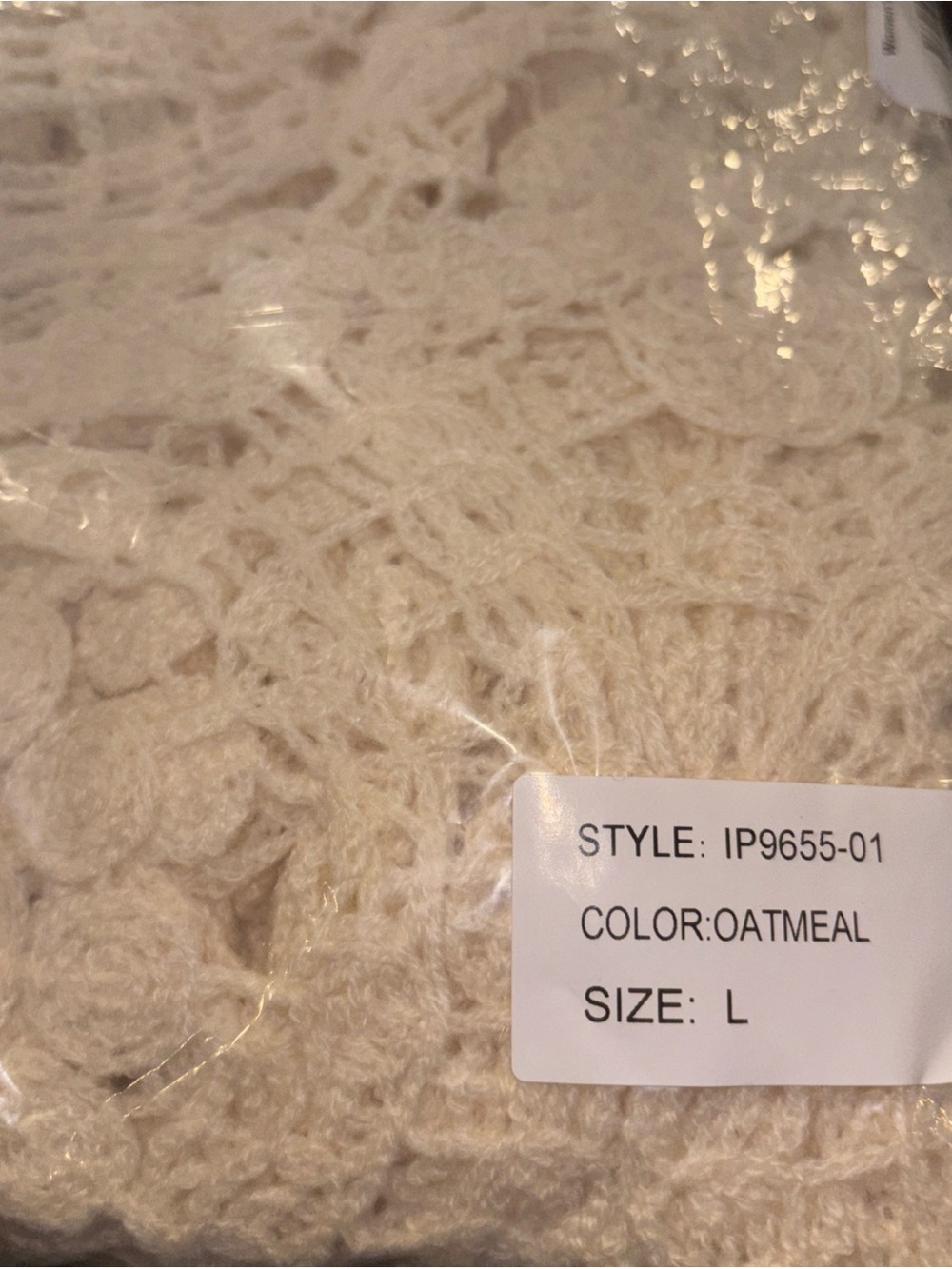 Bibi Crochet Fringe Cream Sweater Top - Women size large - Picture 5 of 5
